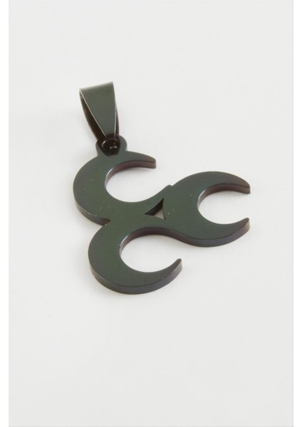 Ds-Derin Tuğra Çelik Kolye Ucu 2,5 Cm-Siyah