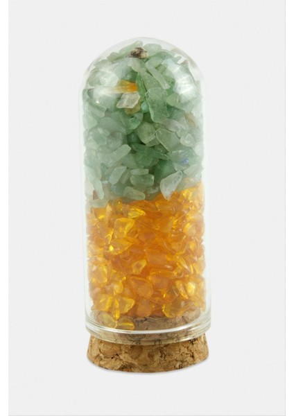 Ds-Derin Yeşim Akik Taşı Cam Şişe Biblo-Renkli