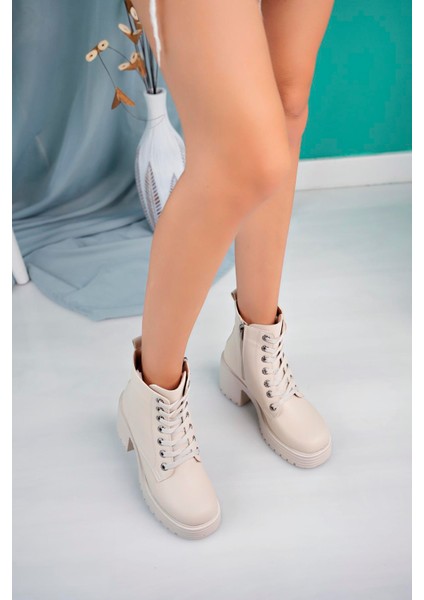 Fermuarlı Yüksek Tabanlı Bot-Bej fiyatları