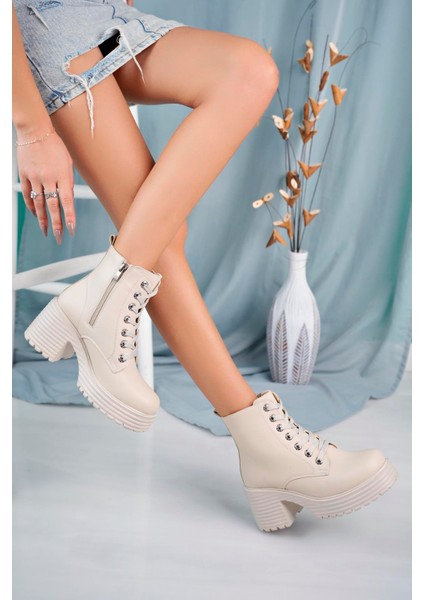 Fermuarlı Yüksek Tabanlı Bot-Bej modelleri