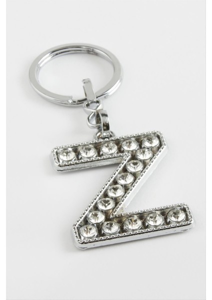 Ds-Derin Gümüş Renkli Taşlı Harf Anahtarlık-Z