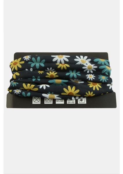 Ds-Derin Papatya Desenli Baff Boyunluk-Siyah