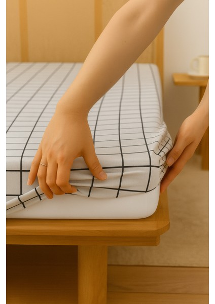 Tek Kişilik Lastikli Çarşaf 100 cm x 200 cm Pamuk Çarşaf-Beyaz Pano