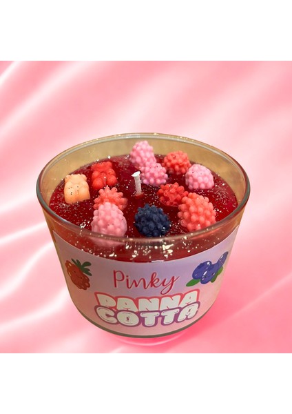 Pinky Jöleli Panna Cotta - Panna Cotta Temalı Çilek Kokulu Soya & Jel Mum