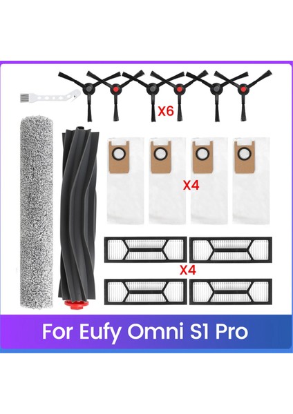 Eufy Omni S1 Pro Robot Süpürge Yedek Parçaları Için 17 Parça Ana Fırça Yan Fırça Yıkanabilir Filtre Toz Torbası Tekerlekli Paspas (Yurt Dışından)