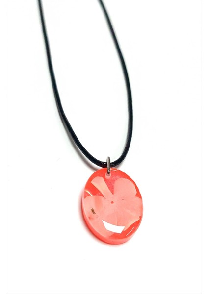 Ds-Derin Kartopu Çiçeği Oval Epoksi Kolye-Turuncu fiyatları