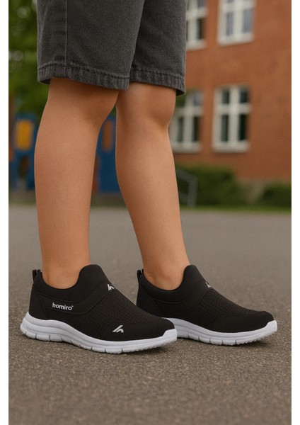 Bağcıksız Çocuk Triko Spor Ayakkabı-Siyah Beyaz fırsatları