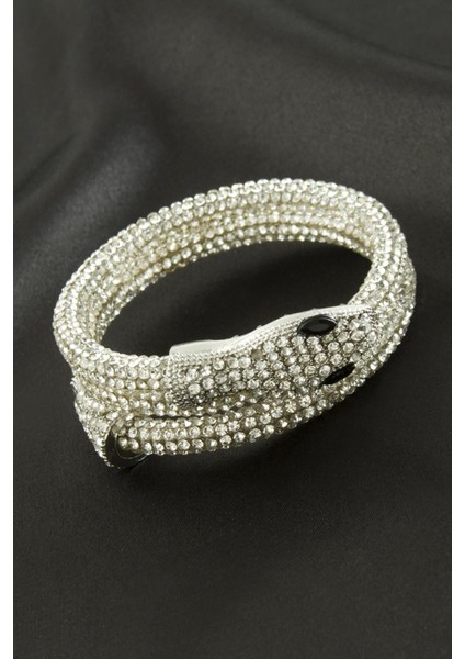 Ds-Derin Yılan Savaroski Bileklik-Gümüş Rengi