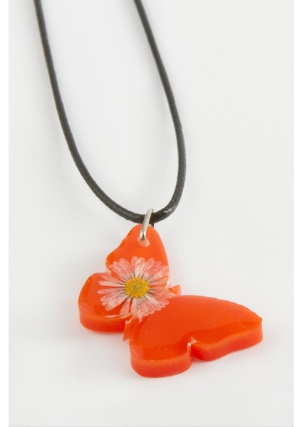 Ds-Derin Kelebek Oval Epoksi Kolye-Turuncu fiyatları