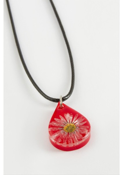 Ds-Derin Papatya Oval Epoksi Kolye-Kırmızı fiyatları