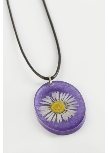 Ds-Derin Papatya Oval Epoksi Kolye-Mor fiyatları