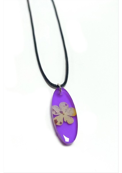 Ds-Derin Kartopu Çiçeği Oval Epoksi Kolye-Mor modelleri