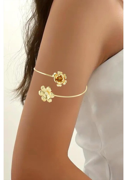 Ds-Derin Gül Figürlü Üst Kol Pazu Bilekliği-Sarı