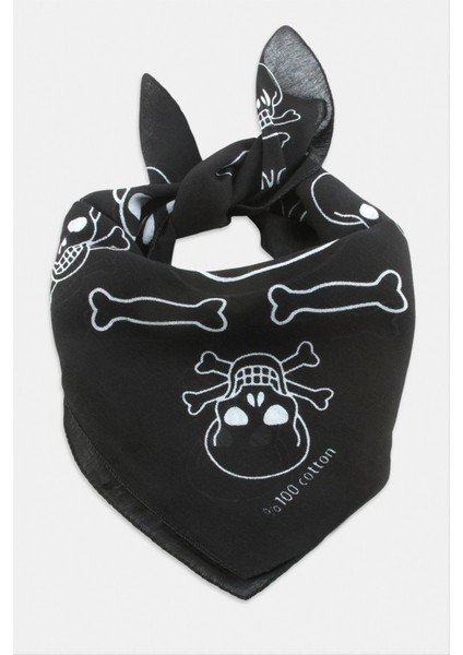 Ds-Derin Kuru Kafa Desenli Bandana 50X50-SIYAH