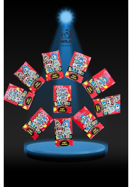 Labubu Oyun Kartları ve Stickerler 10 Minik Kutu / 60 Kart 10 Sticker / Kutusuz