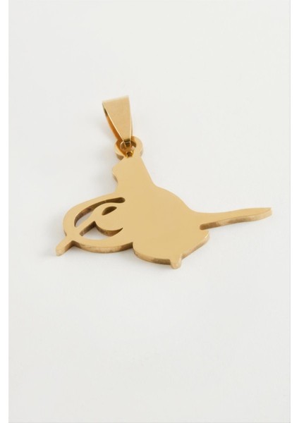 Ds-Derin Tuğra Çelik Kolye Ucu 3 Cm-Sarı