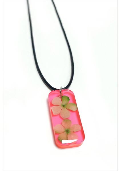 Ds-Derin Kartopu Çiçeği Dikdörtgen Epoksi Kolye-Açık Pembe modelleri