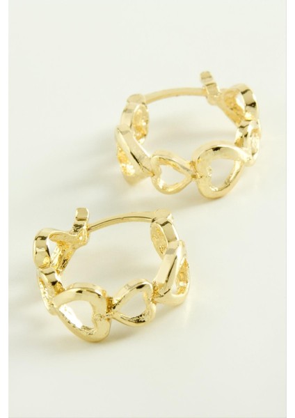 Ds-Derin Kalp Kilitli Halka Küpe-Sarı