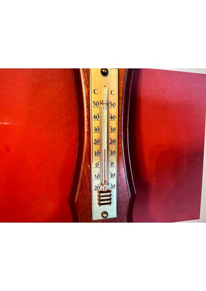 Fransız Derece Barometre ve Higrometre Ahşap Kaidesinde 50 cm Boyunda modelleri