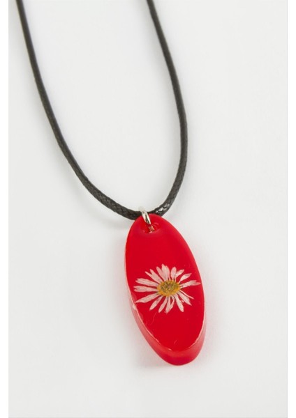 Ds-Derin Papatya Oval Epoksi Kolye-Kırmızı fiyatları