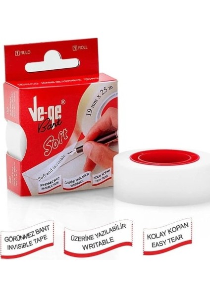 Vege Görünmez Bant Soft Tape 19mmX25m