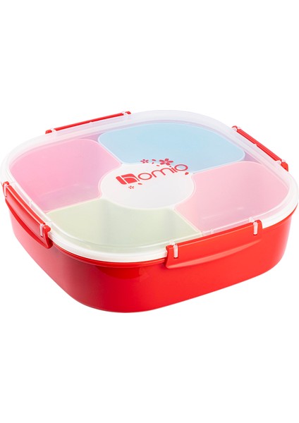 020-01-HOMIO Kare Çok Renkli 4 Bölmeli Plastik Yemek Taşıma Kabı