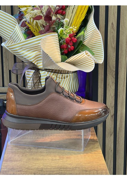 Erkek Bağcıklı Deri Ayakkabı-Taba fiyatları
