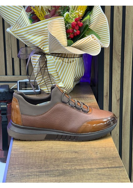 Erkek Bağcıklı Deri Ayakkabı-Taba fırsatları