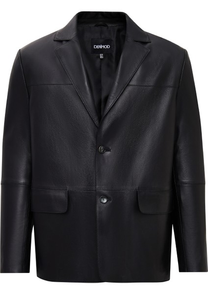 Rodrygo Erkek Siyah Ceket Yaka Deri Mont 25WGD6565U4