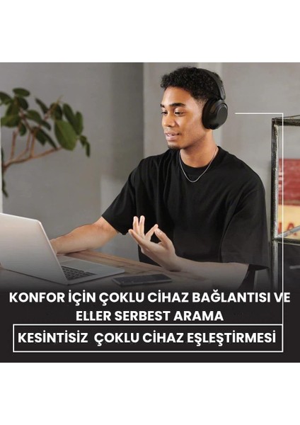 Kablosuz Bluetooth 5.3 Kulak Üstü Kulaklık | Aktif Gürültü Engelleme, Ekstra Bass, 50 Saat Pil Ömrü, Mikrofonlu