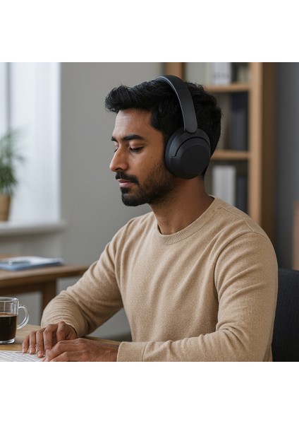 Kablosuz Bluetooth 5.3 Kulak Üstü Kulaklık | Aktif Gürültü Engelleme, Ekstra Bass, 50 Saat Pil Ömrü, Mikrofonlu