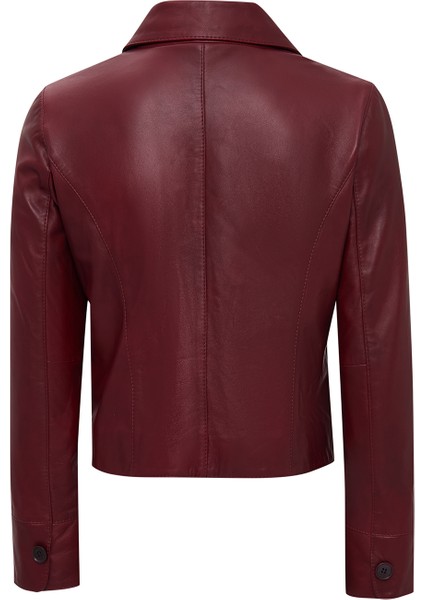 Beatrix Kadın Bordo Gömlek Yaka Deri Mont 25WGE561347 fiyatları