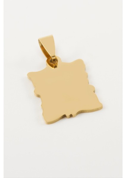 Ds-Derin Tablet Isim Yazılabilir Çelik Kolye Ucu 1,7x2,2 Cm-Sarı