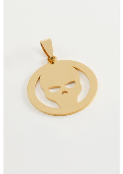 Ds-Derin Kuru Kafa Çelik Kolye Ucu 2,5 Cm-Sarı