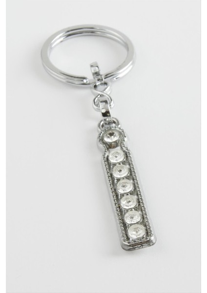 Ds-Derin Gümüş Renkli Taşlı Harf Anahtarlık-I