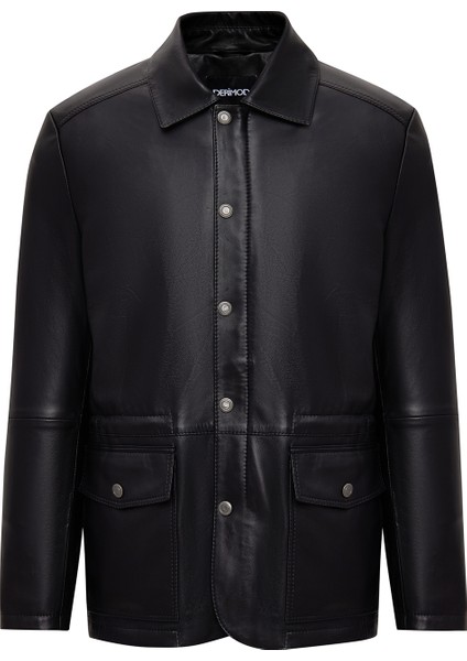 Salah Erkek Siyah Gömlek Yaka Deri Mont 25WGD6585U4