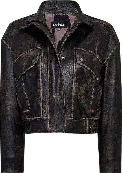 Anita Kadın Kahverengi Oversize Vintage Deri Mont 25WGD5330G6