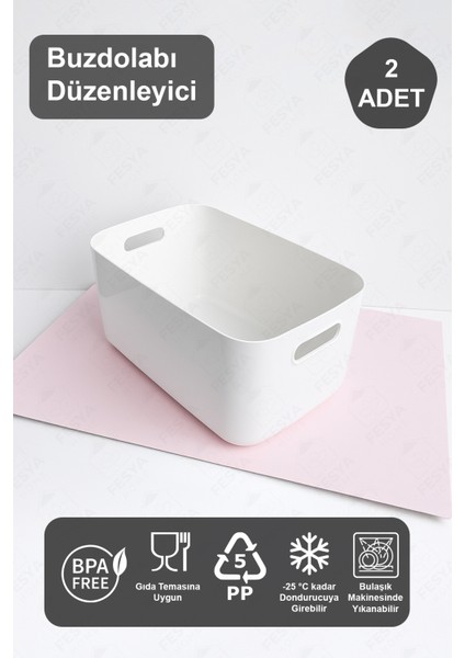 2 Adet Buzdolabı Düzenleyici Organizer Beyaz Renk Plastik Çok Amaçlı Düzenleyici modelleri