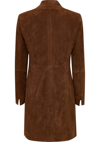 Tara Kadın Kahverengi Ceket Yaka Süet Deri Kaban 25WGD533310 fiyatları