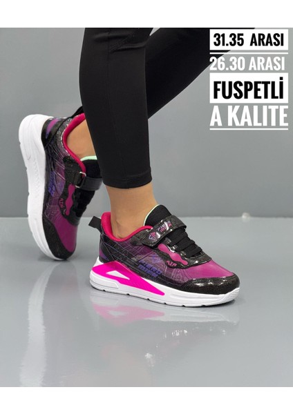 Çocuk Fuspedli Su Geçirmez Poli Taban Spor Ayakkabı - Siyah Fuşya