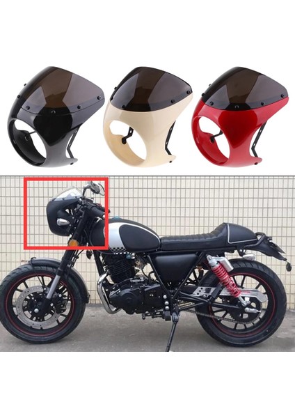 Motosiklet Ön Far Kaplama Ön Cam Ön Cam Plastik Evrensel Kafe Yarışçısı Retro Far Rüzgar Ekranı Siyah (Yurt Dışından) fiyatları