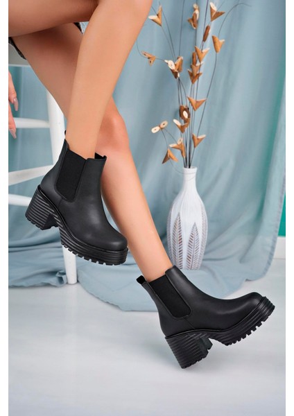 Lastik Detaylı Yüksek Tabanlı Bot-Siyah fiyatları