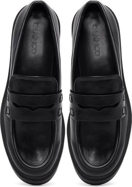 Kadın Siyah Kalın Tabanlı Maskülen Loafer 25AFE480118