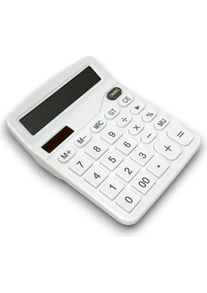 DX-837B Güneş Enerjili ve Pilli Beyaz Hesap Makinesi 12 Haneli