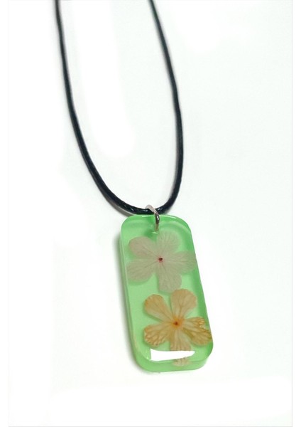 Ds-Derin Kartopu Çiçeği Dikdörtgen Epoksi Kolye-Yeşil modelleri