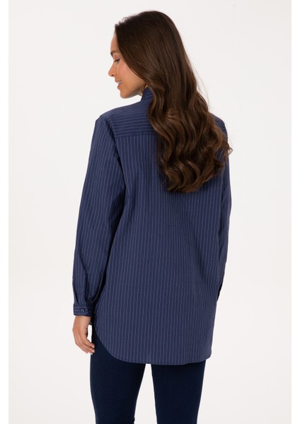 Kadın Indigo Gömlek Desenli 50316387-VR028 indirimleri