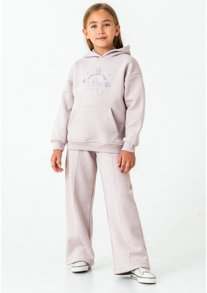 Kız Çocuk You Are The One Baskılı 3 Iplik Kalın Kışlık Eşofman Takımı AK4204 fiyatları