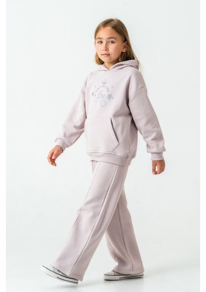 Kız Çocuk You Are The One Baskılı 3 Iplik Kalın Kışlık Eşofman Takımı AK4204 modelleri