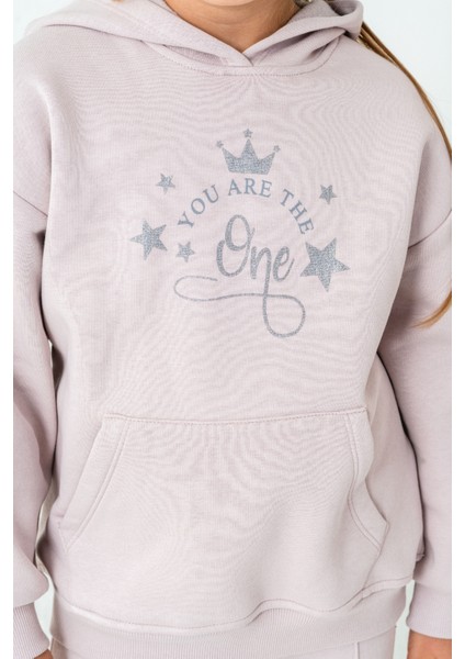 Kız Çocuk You Are The One Baskılı 3 Iplik Kalın Kışlık Eşofman Takımı AK4204 fırsatları