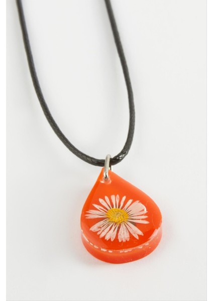 Ds-Derin Papatya Oval Epoksi Kolye-Turuncu fiyatları